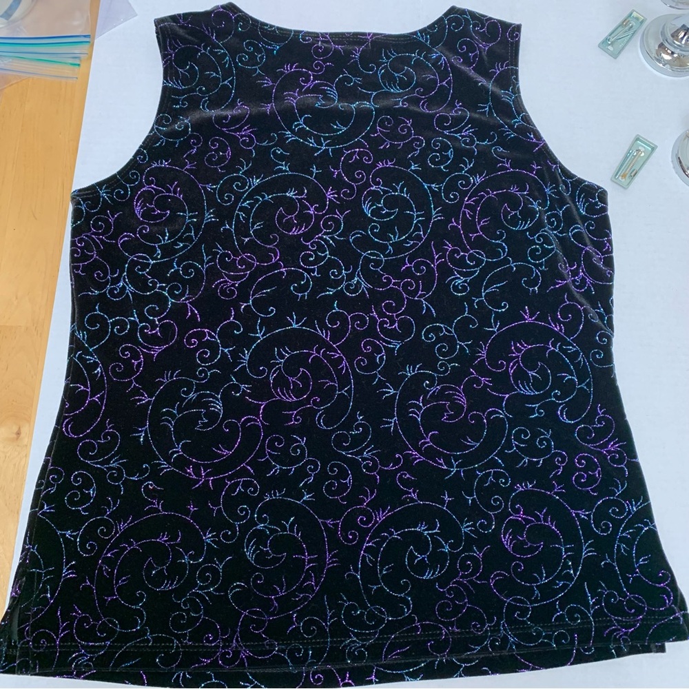 Notations Black Velvet Purple and Blue Embellishment women’s size medium